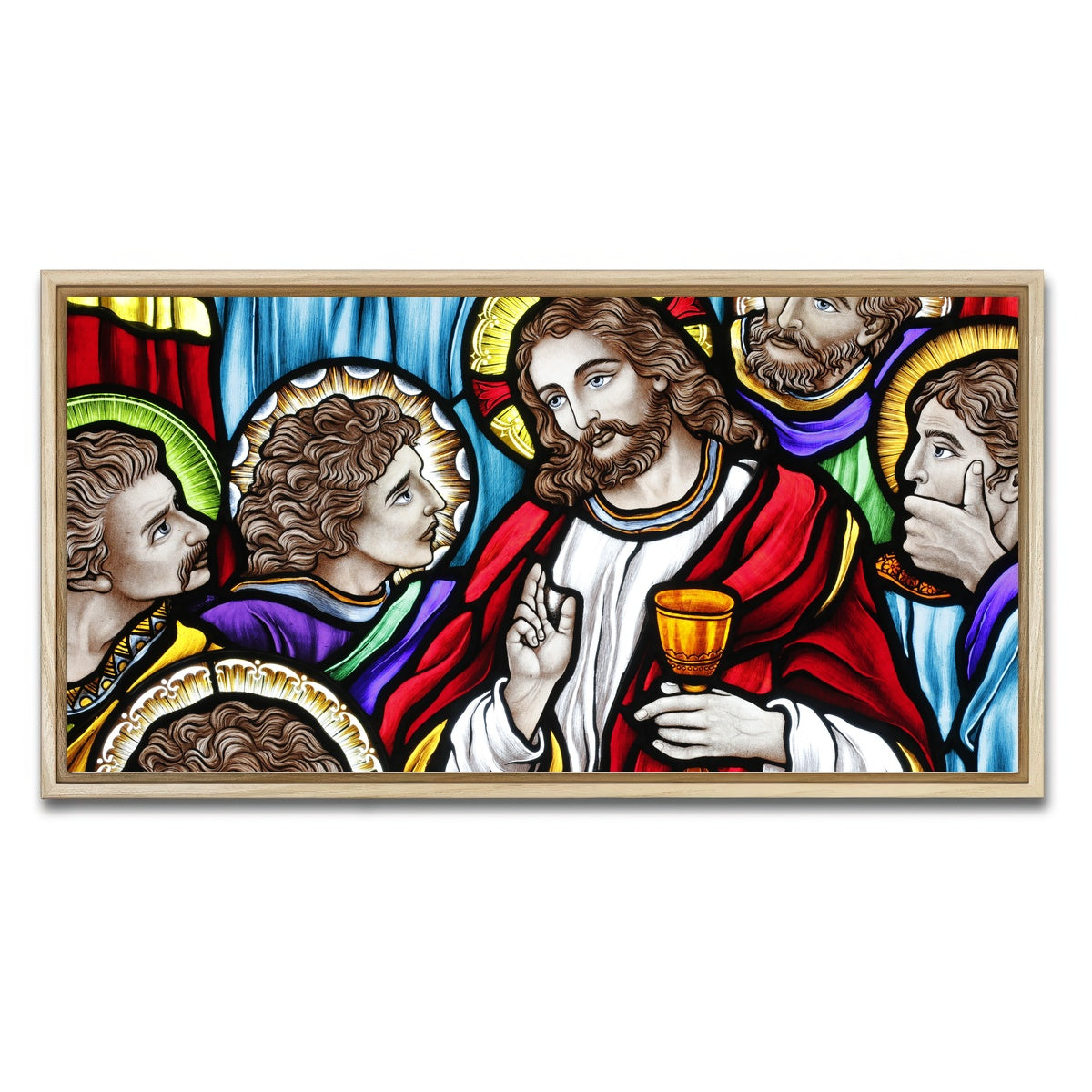 AUTO-MOCKUP WHITE | Last Supper Stained Glass | 1 Piece | Natural Framed Canvas | group=2x1