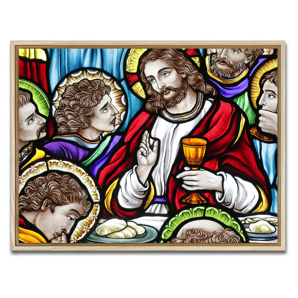 AUTO-MOCKUP WHITE | Last Supper Stained Glass | 1 Piece | Natural Framed Canvas | group=4x3