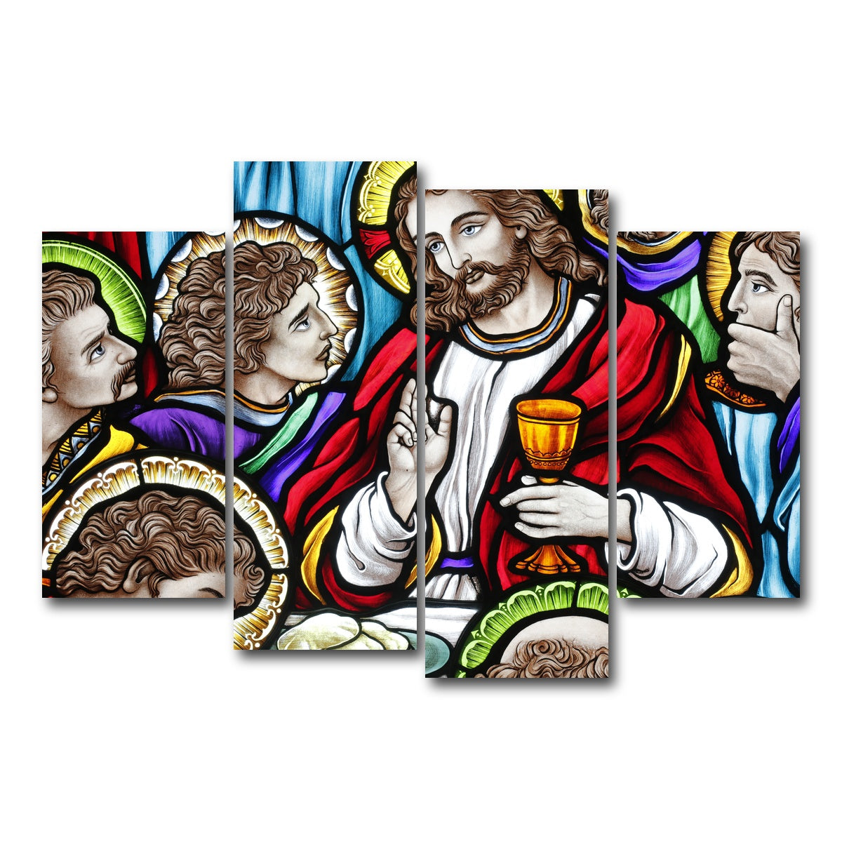 AUTO-MOCKUP WHITE | Last Supper Stained Glass | 4 Piece | Gallery Wrap Canvas | group=4_short