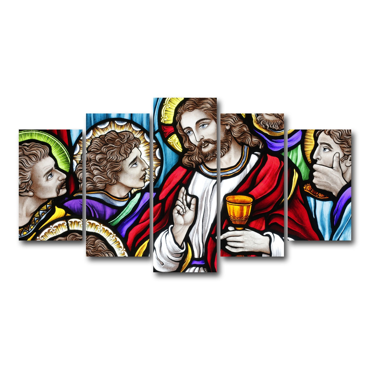 AUTO-MOCKUP WHITE | Last Supper Stained Glass | 5 Piece | Gallery Wrap Canvas | group=5_normal