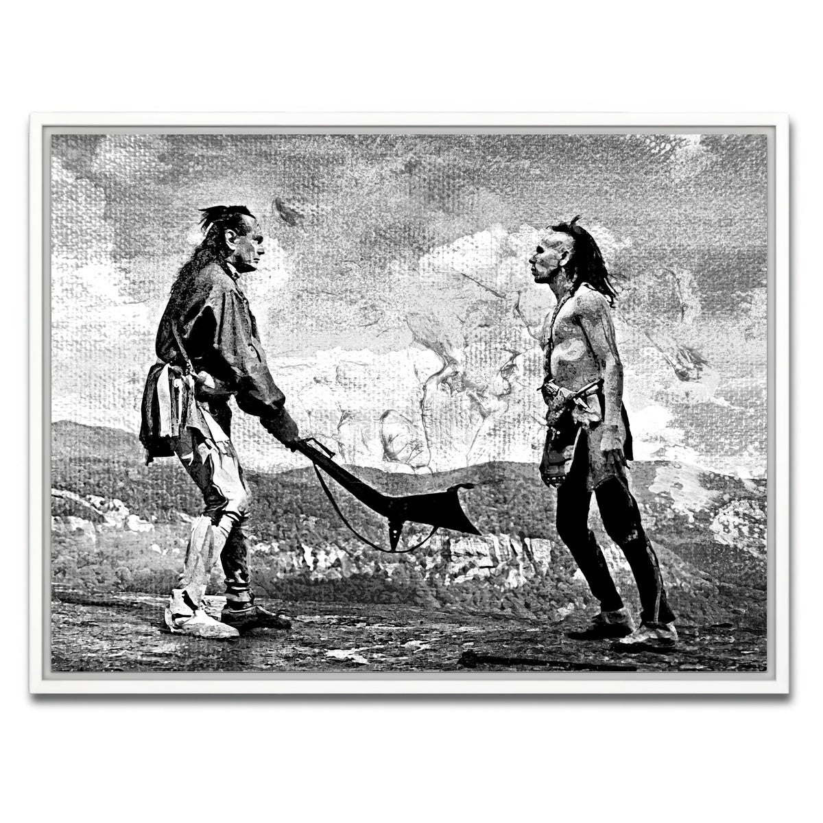AUTO-MOCKUP WHITE | Last of the Mohicans Grayscale | 1 Piece | White Framed Canvas | group=4x3
