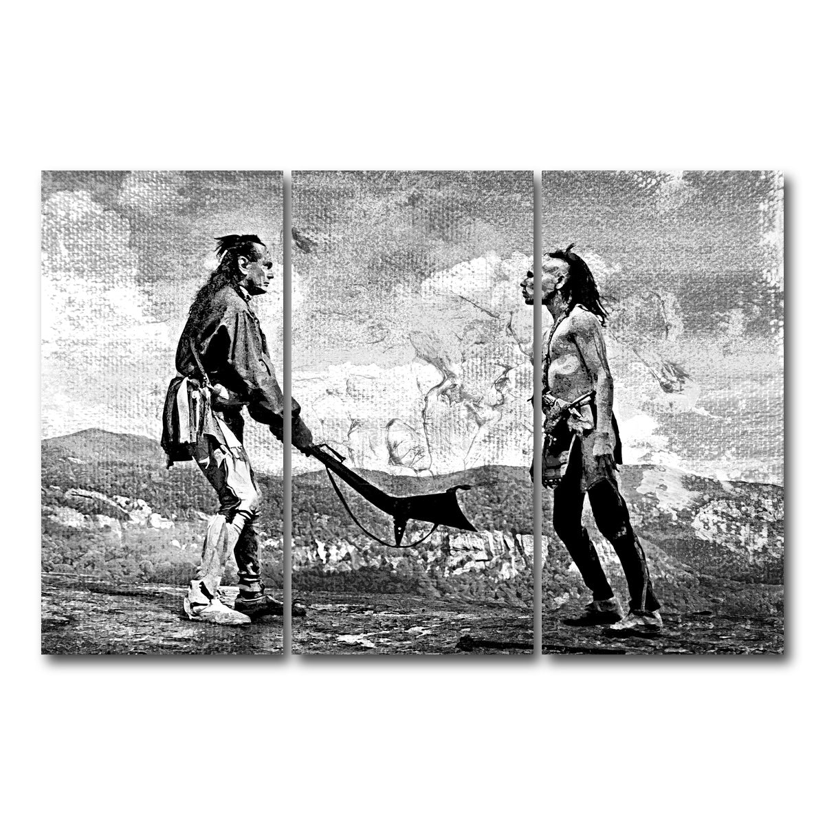 AUTO-MOCKUP WHITE | Last of the Mohicans Grayscale | 3 Piece | Gallery Wrap Canvas | group=12x24