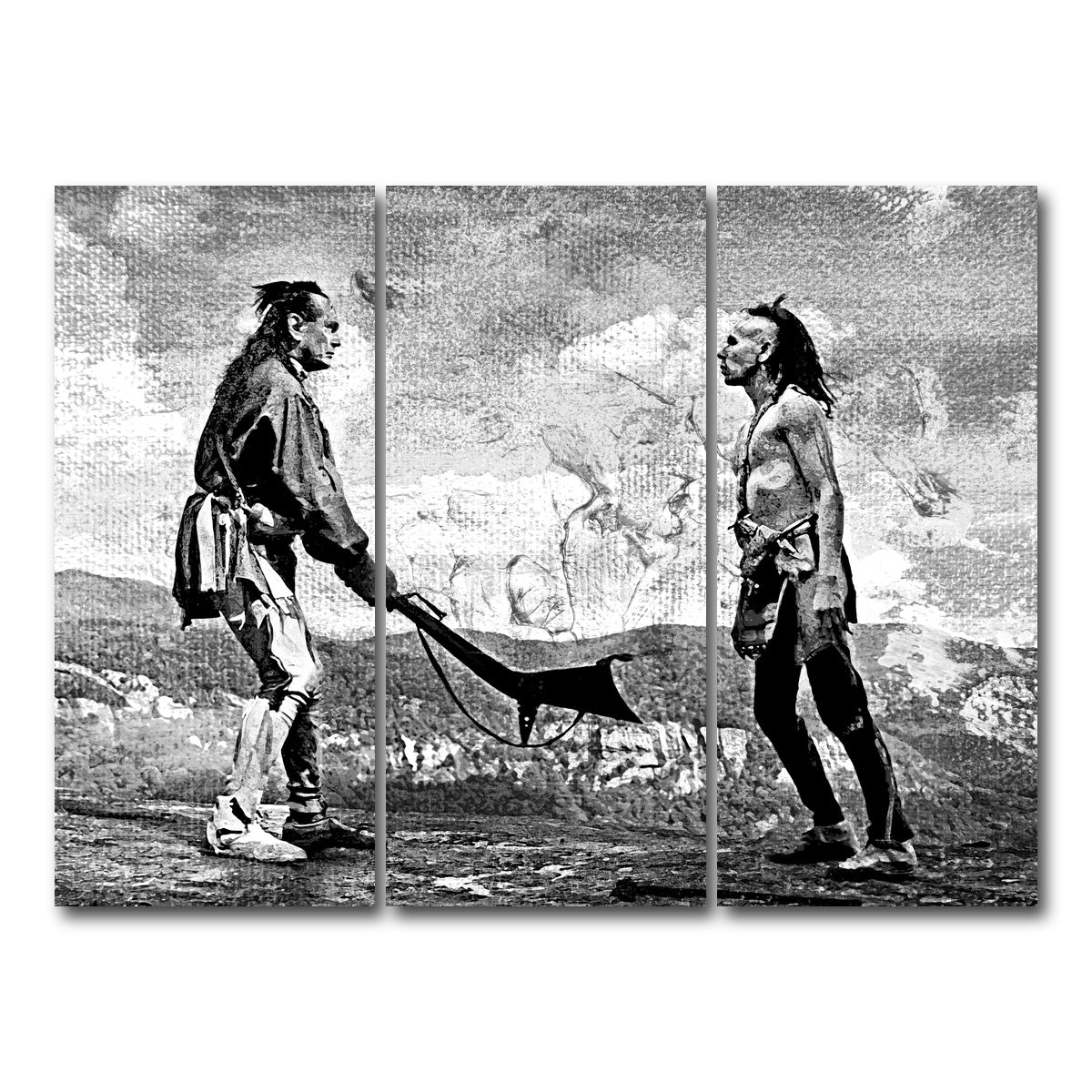 AUTO-MOCKUP WHITE | Last of the Mohicans Grayscale | 3 Piece | Gallery Wrap Canvas | group=8x18