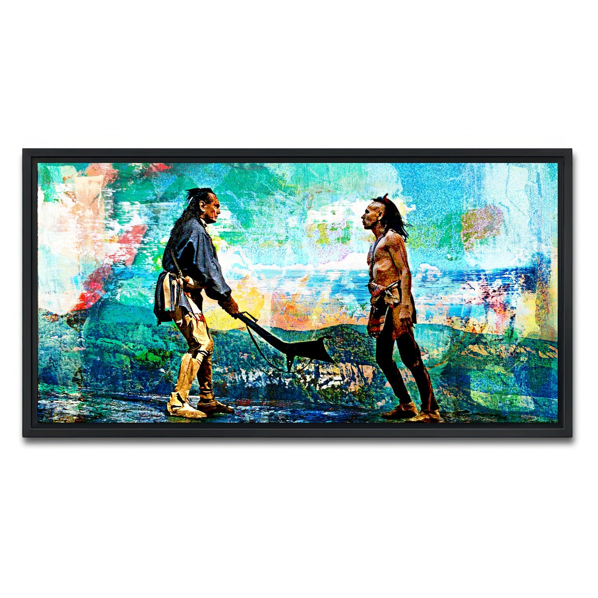 AUTO-MOCKUP WHITE | Last of the Mohicans Vintage Blues | 1 Piece | Black Framed Canvas | group=2x1