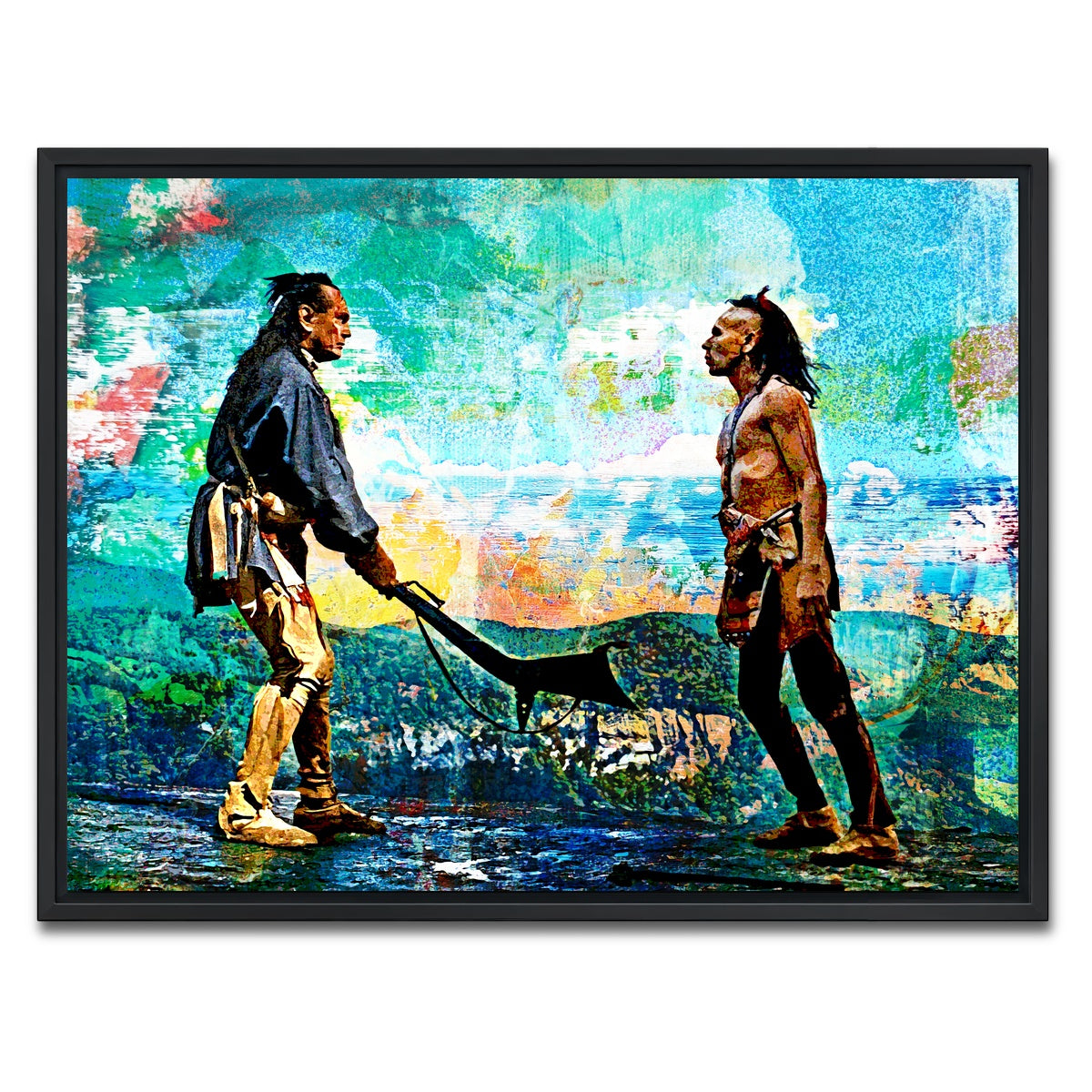 AUTO-MOCKUP WHITE | Last of the Mohicans Vintage Blues | 1 Piece | Black Framed Canvas | group=4x3