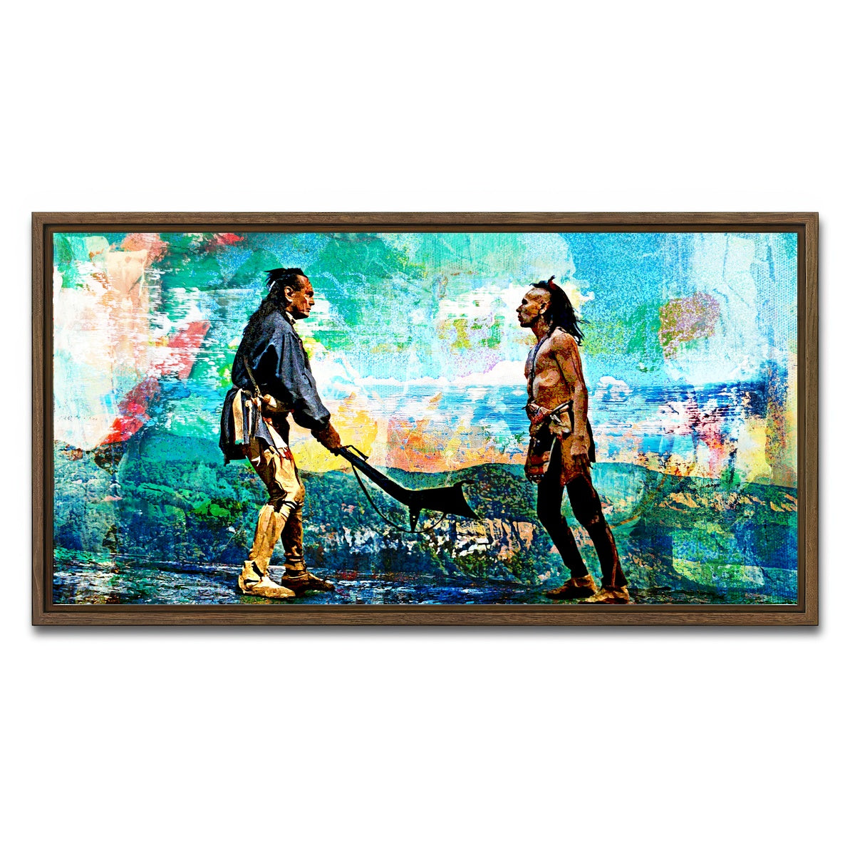 AUTO-MOCKUP WHITE | Last of the Mohicans Vintage Blues | 1 Piece | Walnut Framed Canvas | group=2x1
