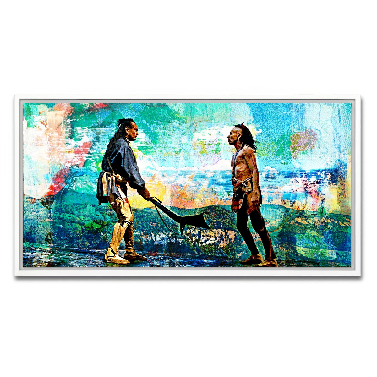 AUTO-MOCKUP WHITE | Last of the Mohicans Vintage Blues | 1 Piece | White Framed Canvas | group=2x1