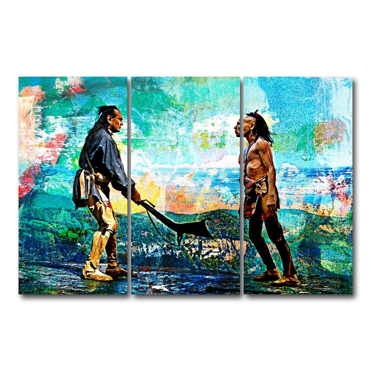 AUTO-MOCKUP WHITE | Last of the Mohicans Vintage Blues | 3 Piece | Gallery Wrap Canvas | group=12x24