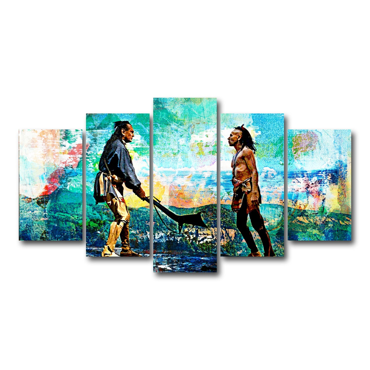 AUTO-MOCKUP WHITE | Last of the Mohicans Vintage Blues | 5 Piece | Gallery Wrap Canvas | group=5_normal