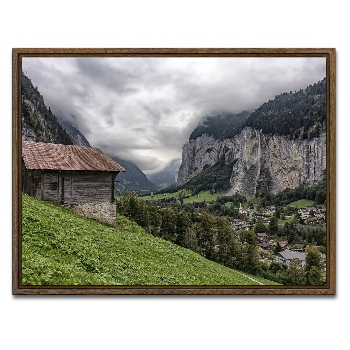AUTO-MOCKUP WHITE | Lauterbrunnen | 1 Piece | Walnut Framed Canvas | group=4x3