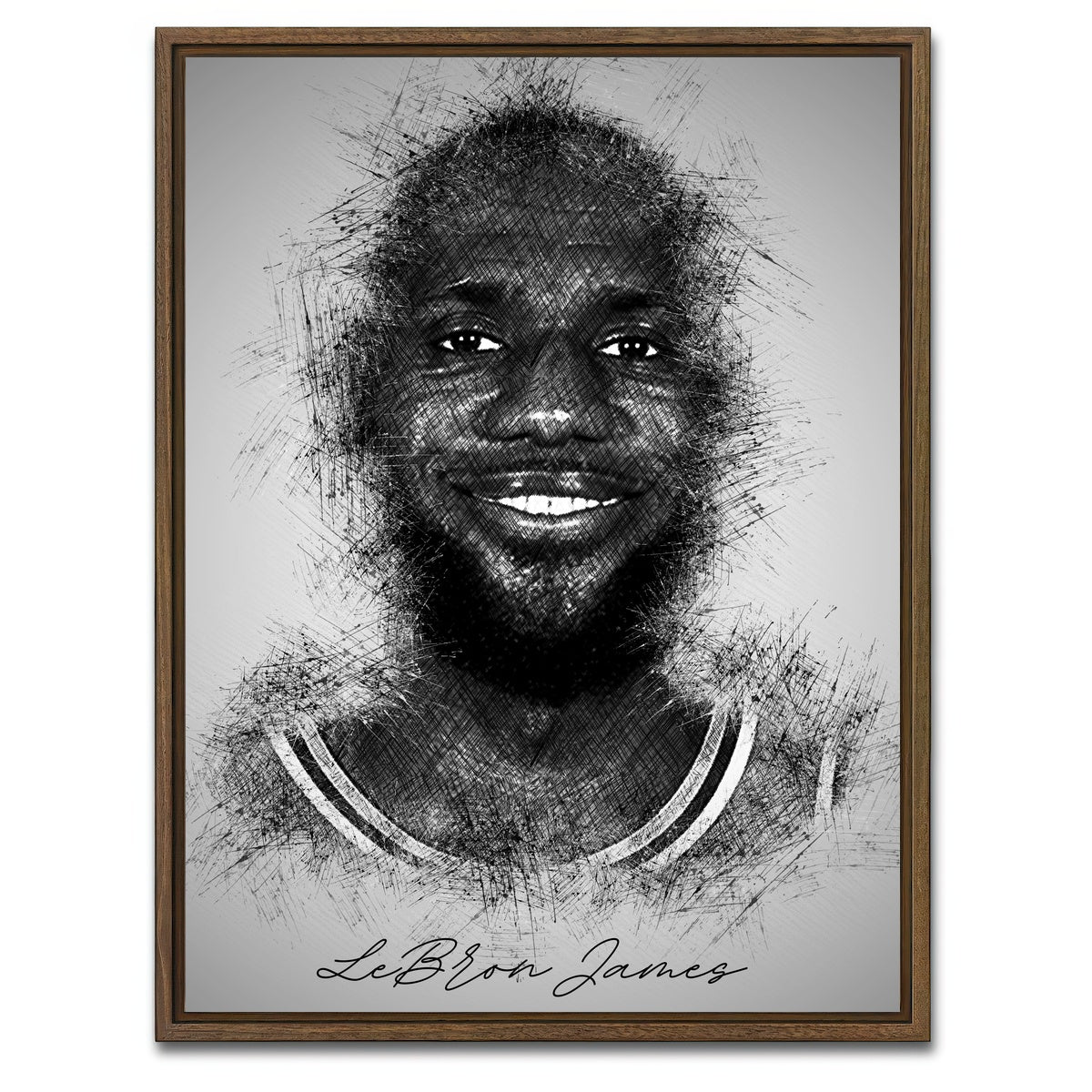 AUTO-MOCKUP WHITE | LeBron James | 1 Piece | Walnut Framed Canvas | group=3x4