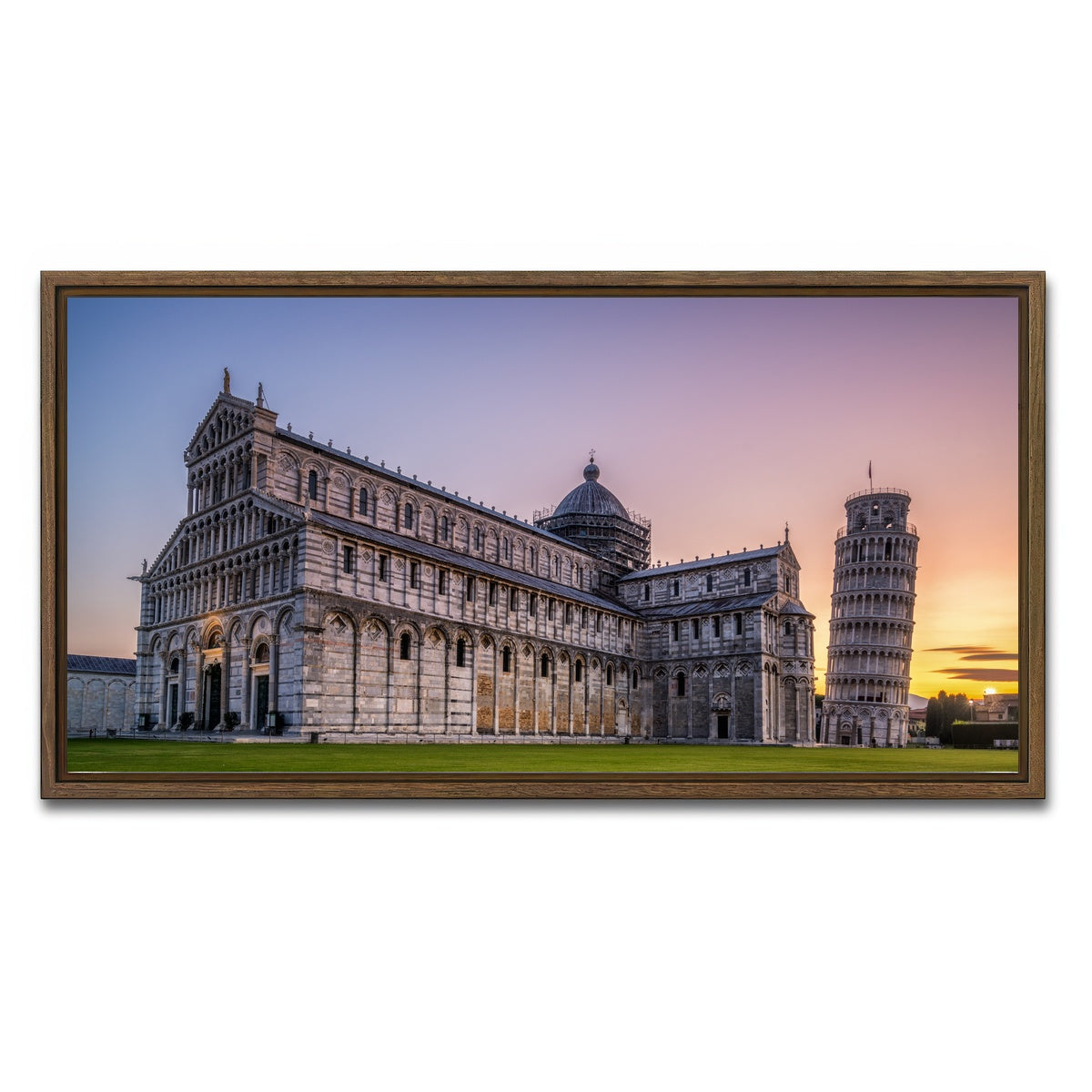 AUTO-MOCKUP WHITE | Leaning Tower of Pisa | 1 Piece | Walnut Framed Canvas | group=2x1