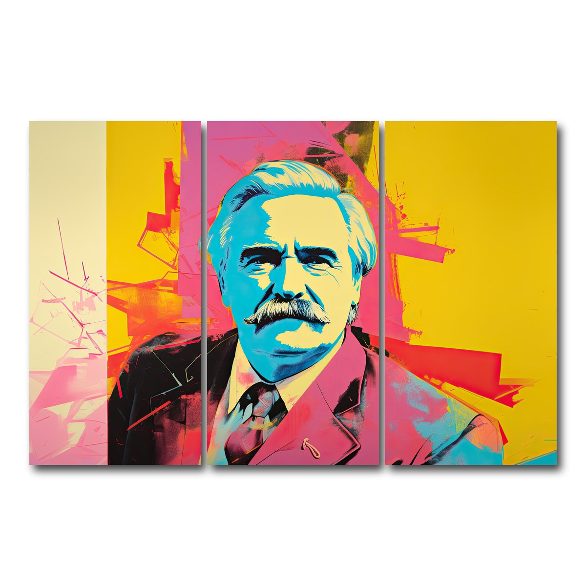 AUTO-MOCKUP WHITE | Lech Walesa - Warhol Style | 3 Piece | Gallery Wrap Canvas | group=12x24