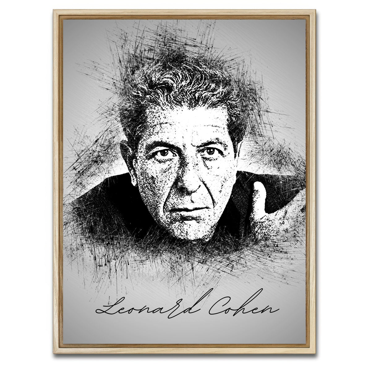 AUTO-MOCKUP WHITE | Leonard Cohen | 1 Piece | Natural Framed Canvas | group=3x4