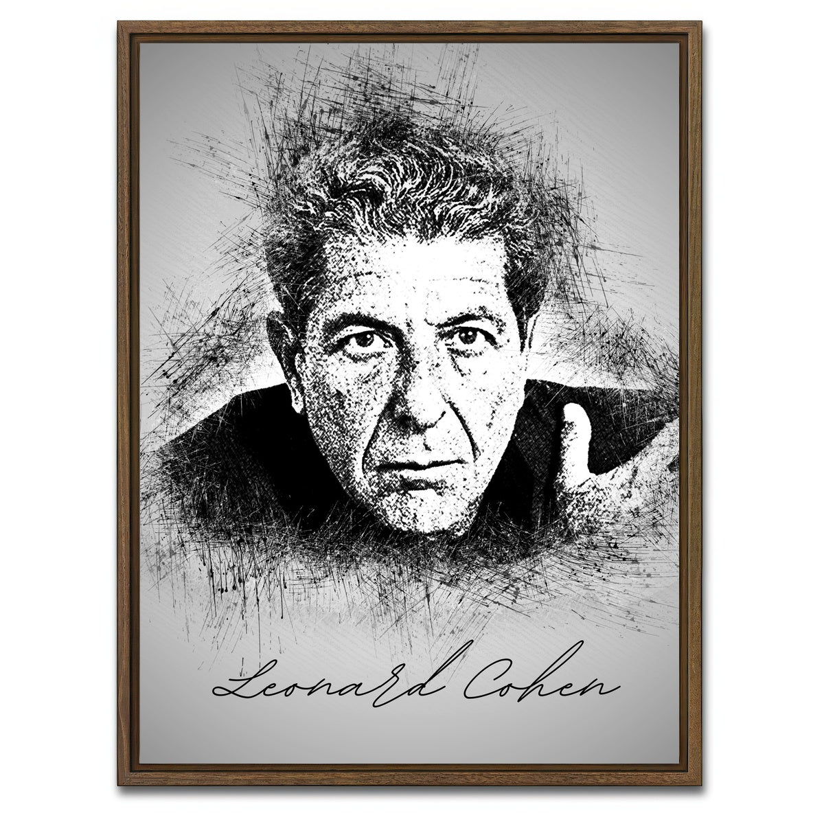 AUTO-MOCKUP WHITE | Leonard Cohen | 1 Piece | Walnut Framed Canvas | group=3x4
