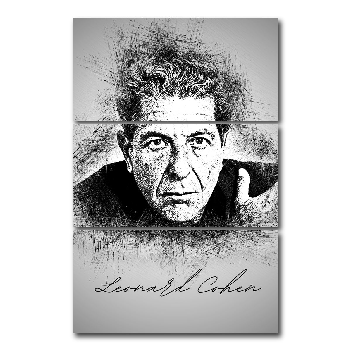 AUTO-MOCKUP WHITE | Leonard Cohen | 3 Piece | Gallery Wrap Canvas | group=12x24_stacked
