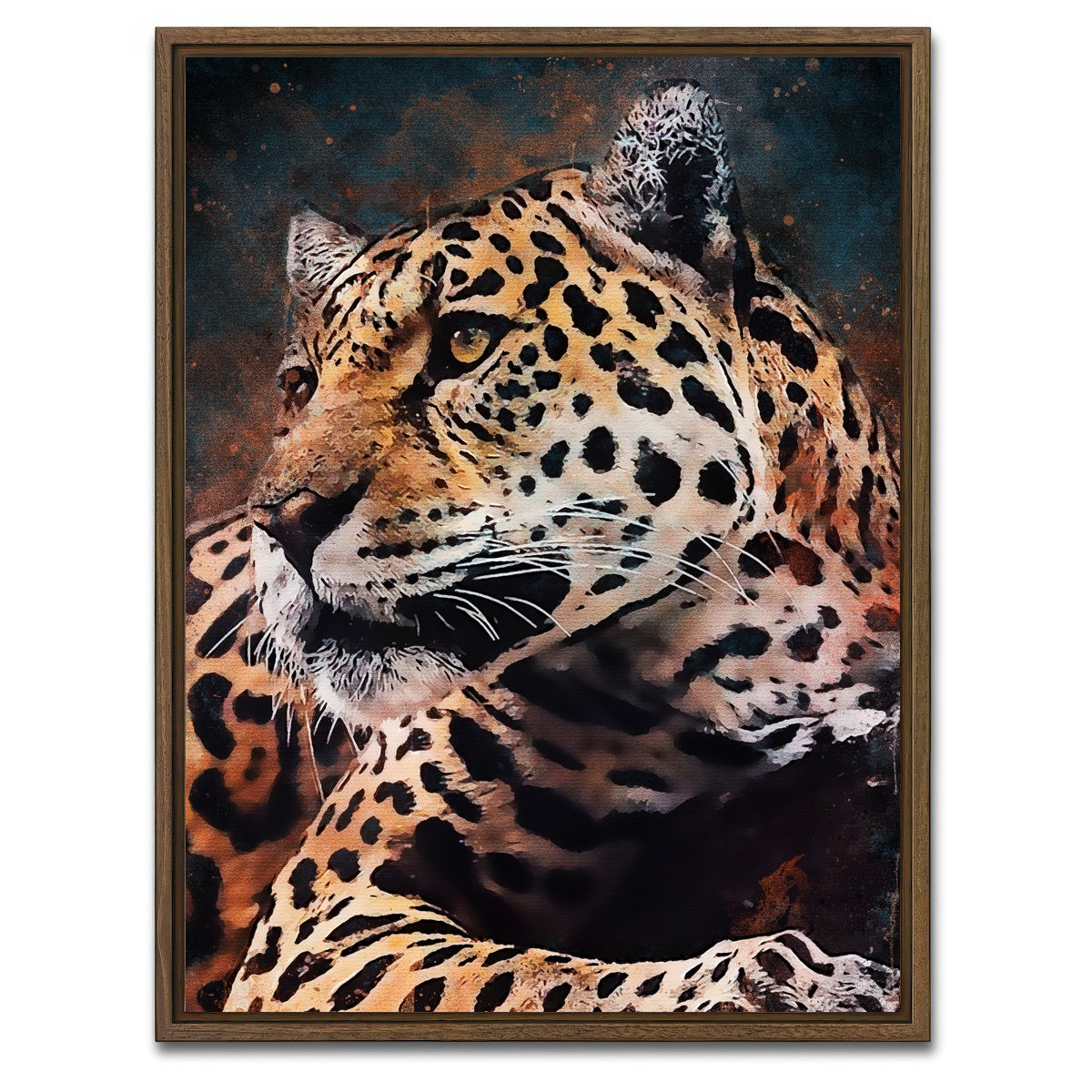 AUTO-MOCKUP WHITE | Leopard Painting | 1 Piece | Walnut Framed Canvas | group=3x4