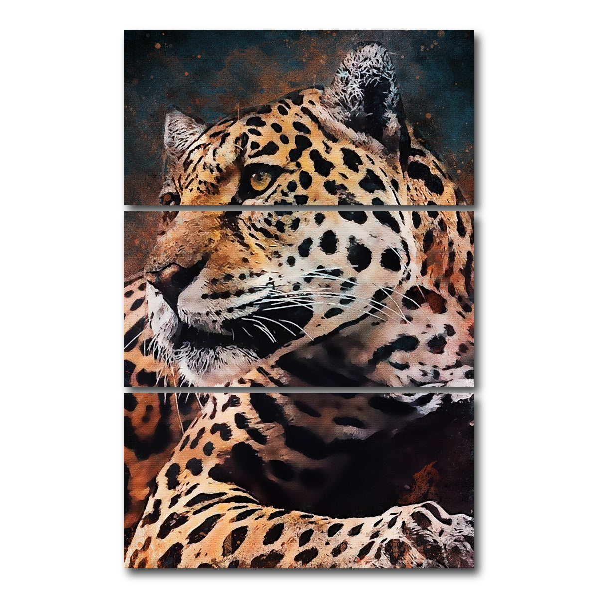 AUTO-MOCKUP WHITE | Leopard Painting | 3 Piece | Gallery Wrap Canvas | group=12x24_stacked