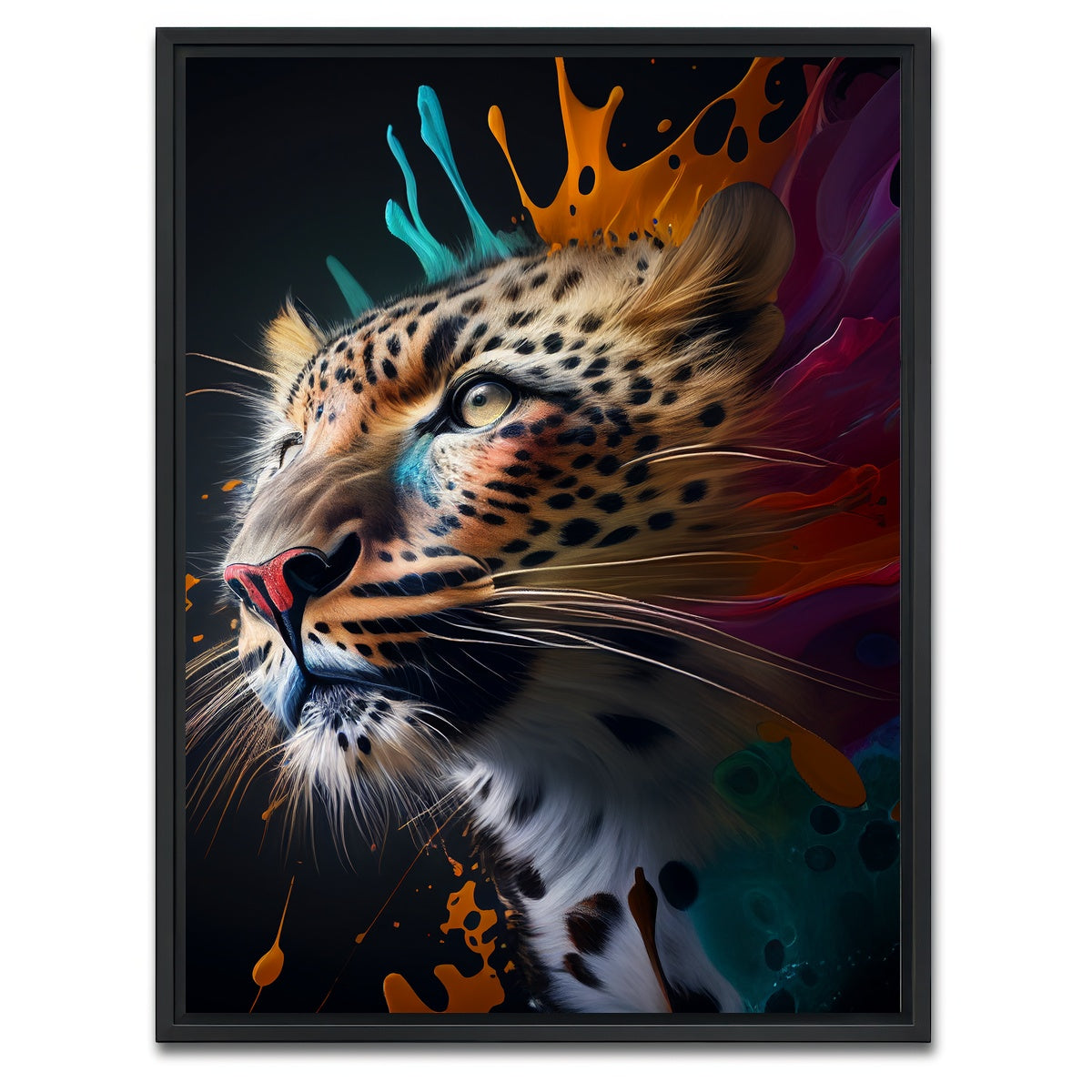 AUTO-MOCKUP WHITE | Leopard Portrait | 1 Piece | Black Framed Canvas | group=3x4