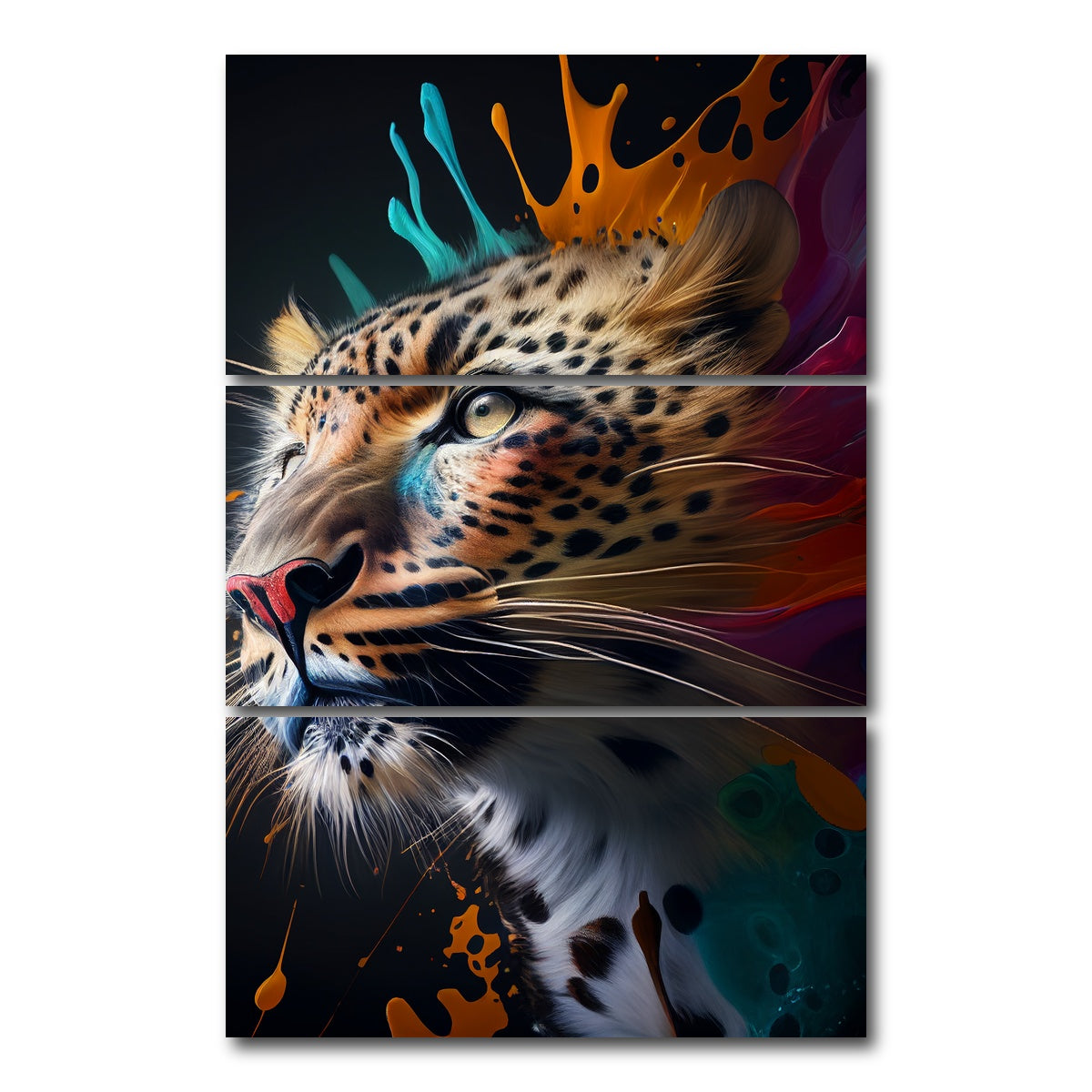 AUTO-MOCKUP WHITE | Leopard Portrait | 3 Piece | Gallery Wrap Canvas | group=12x24_stacked