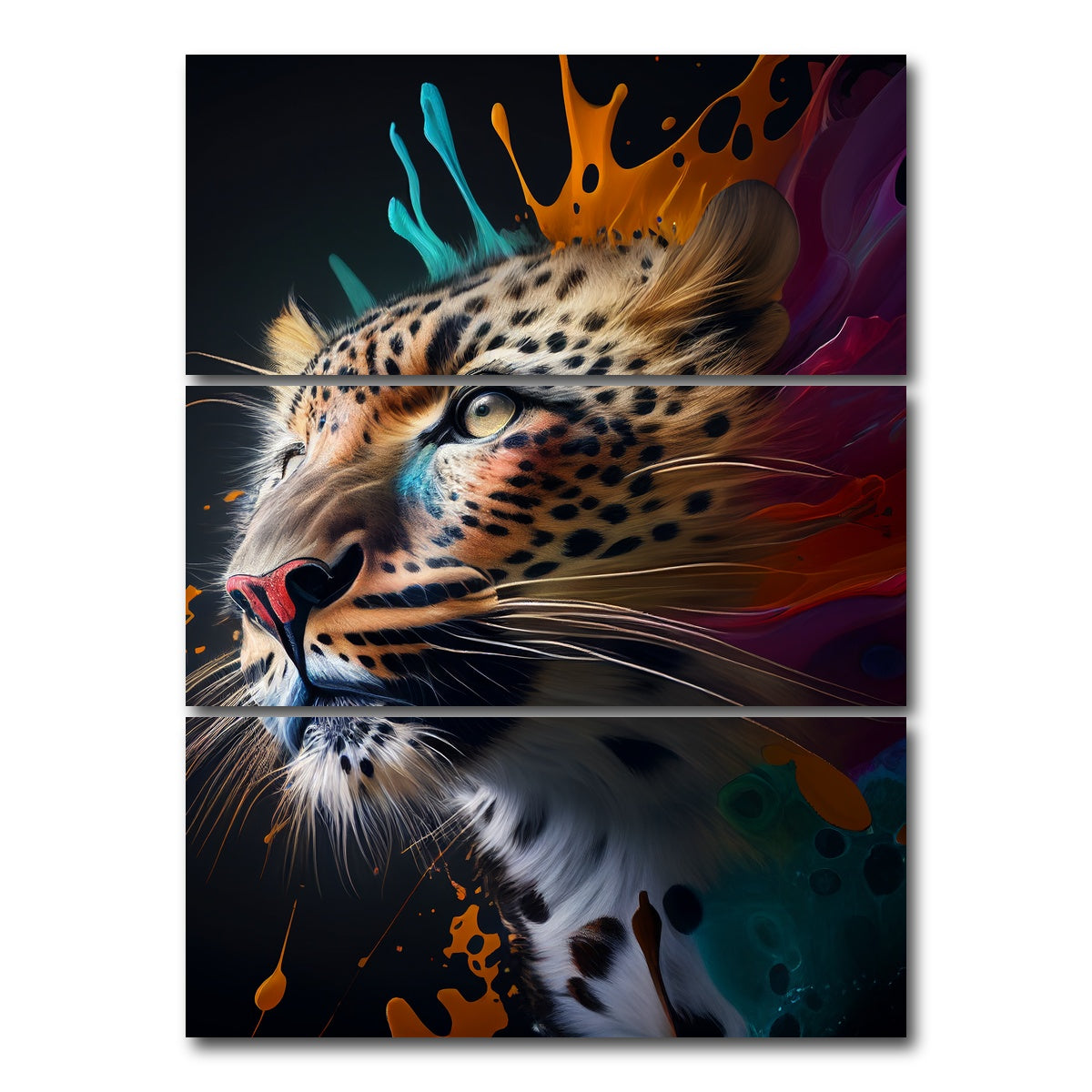 AUTO-MOCKUP WHITE | Leopard Portrait | 3 Piece | Gallery Wrap Canvas | group=8x18_stacked