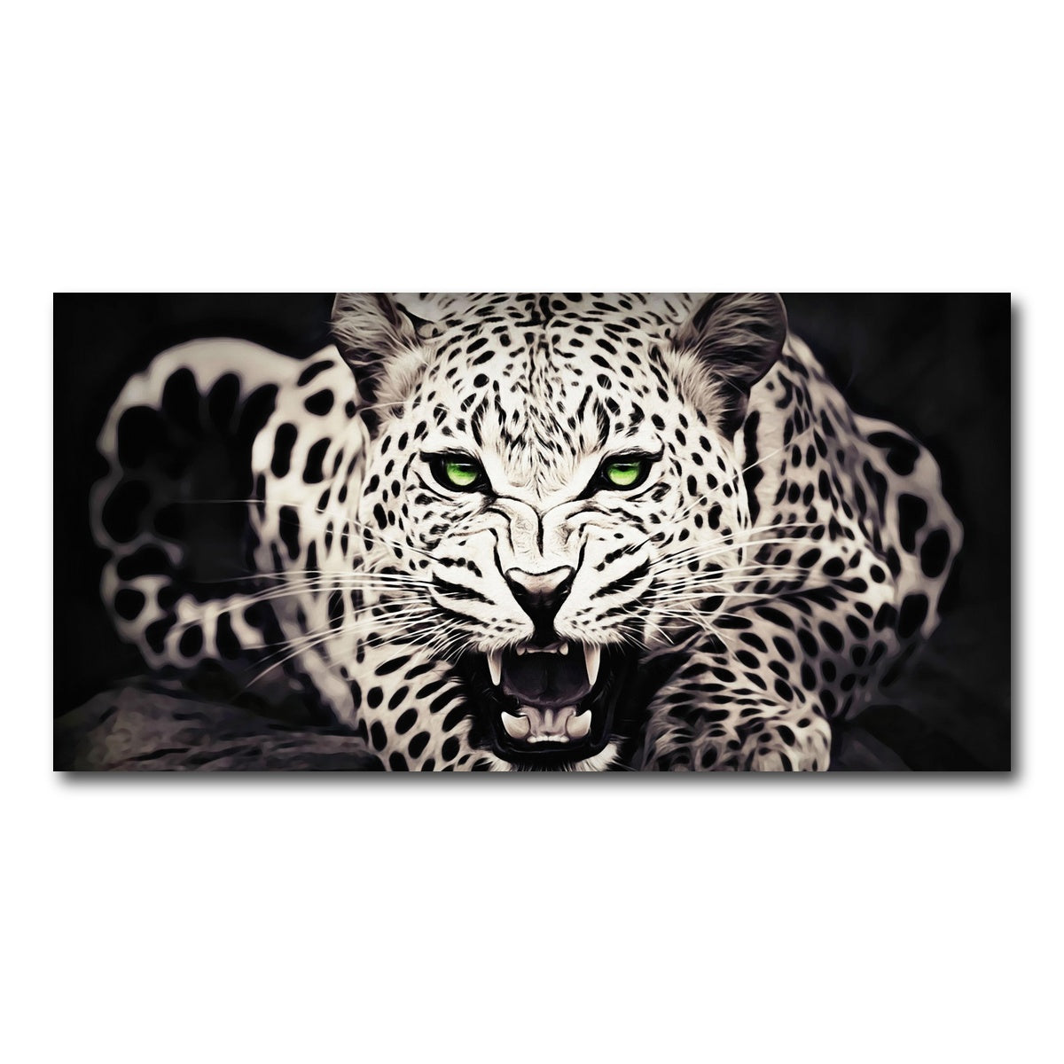 AUTO-MOCKUP WHITE | Leopard with Green Eyes | 1 Piece | Gallery Wrap Canvas | group=2x1