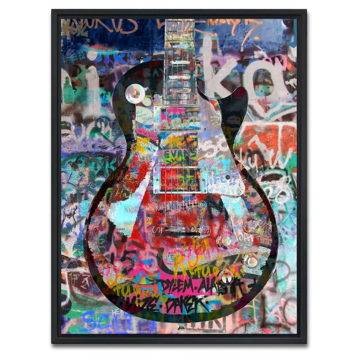 AUTO-MOCKUP WHITE | Les Paul Graffiti | 1 Piece | Black Framed Canvas | group=3x4