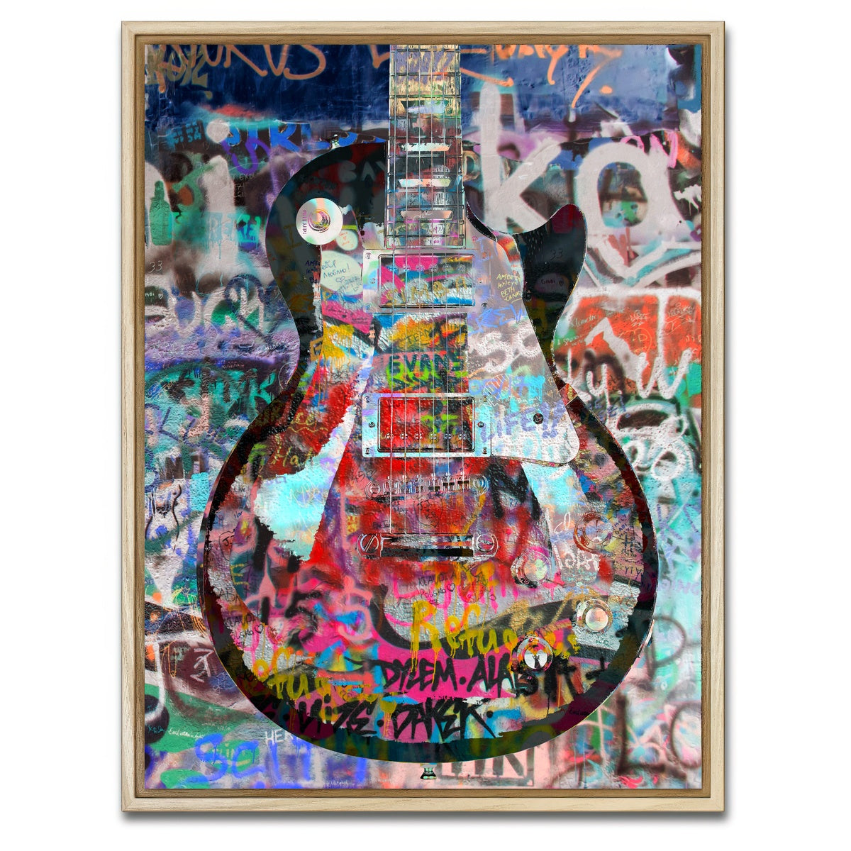 AUTO-MOCKUP WHITE | Les Paul Graffiti | 1 Piece | Natural Framed Canvas | group=3x4