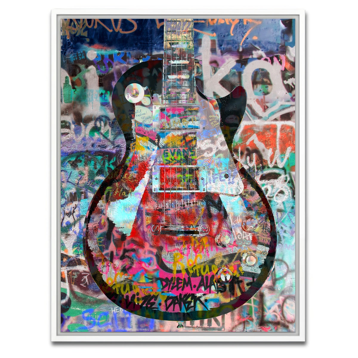 AUTO-MOCKUP WHITE | Les Paul Graffiti | 1 Piece | White Framed Canvas | group=3x4