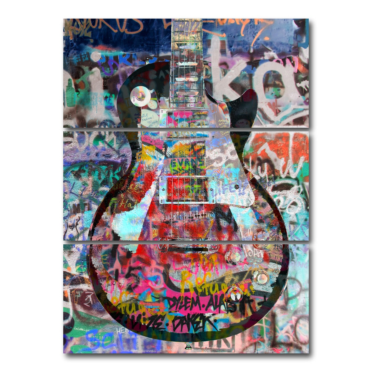 AUTO-MOCKUP WHITE | Les Paul Graffiti | 3 Piece | Gallery Wrap Canvas | group=8x18_stacked
