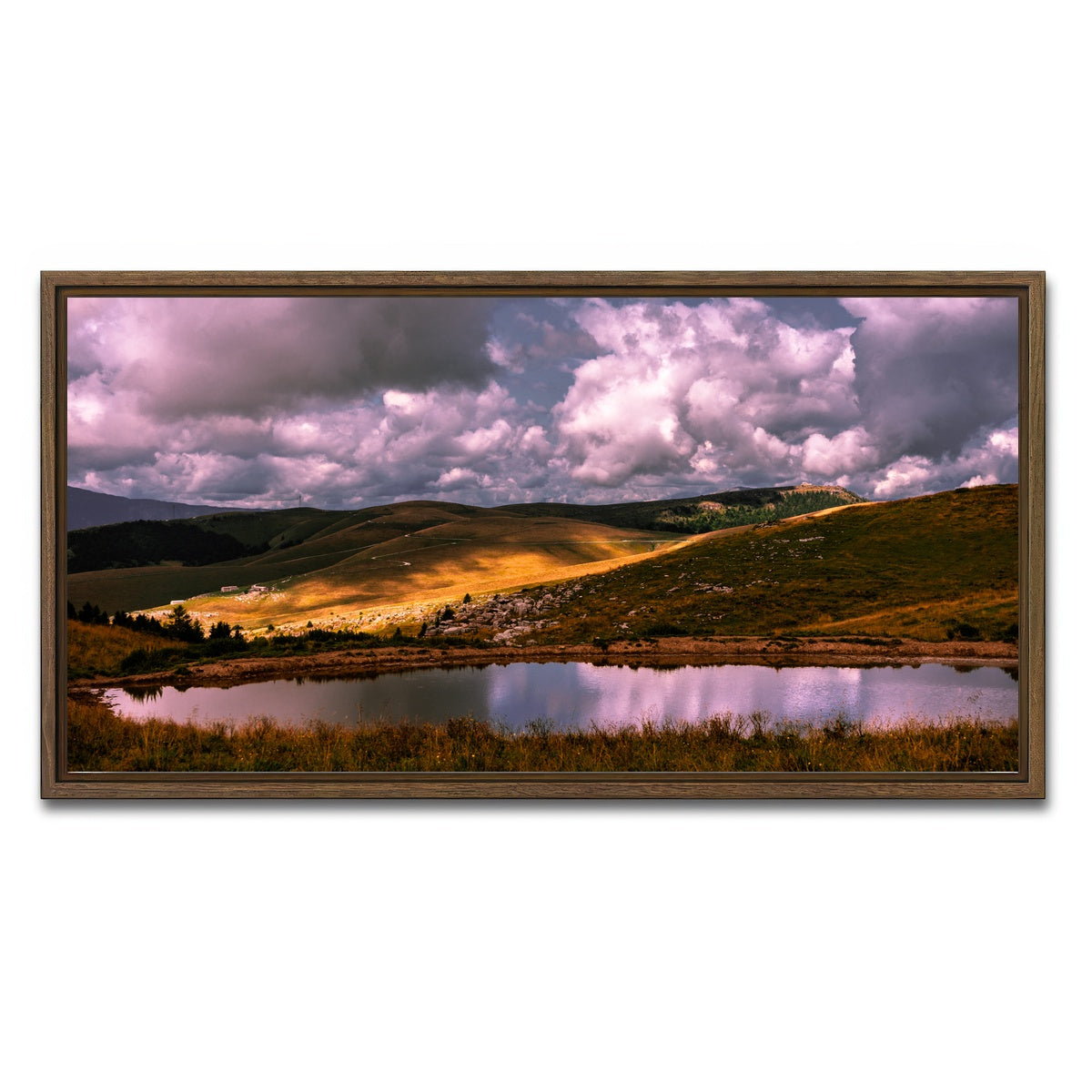 AUTO-MOCKUP WHITE | Lessinia mountains | 1 Piece | Walnut Framed Canvas | group=2x1
