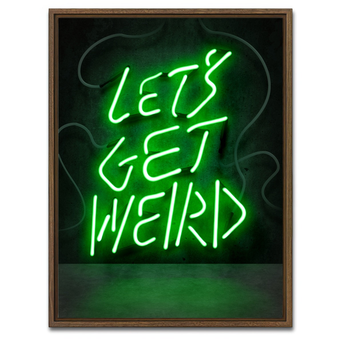 AUTO-MOCKUP WHITE | Let's Get Weird | 1 Piece | Walnut Framed Canvas | group=3x4