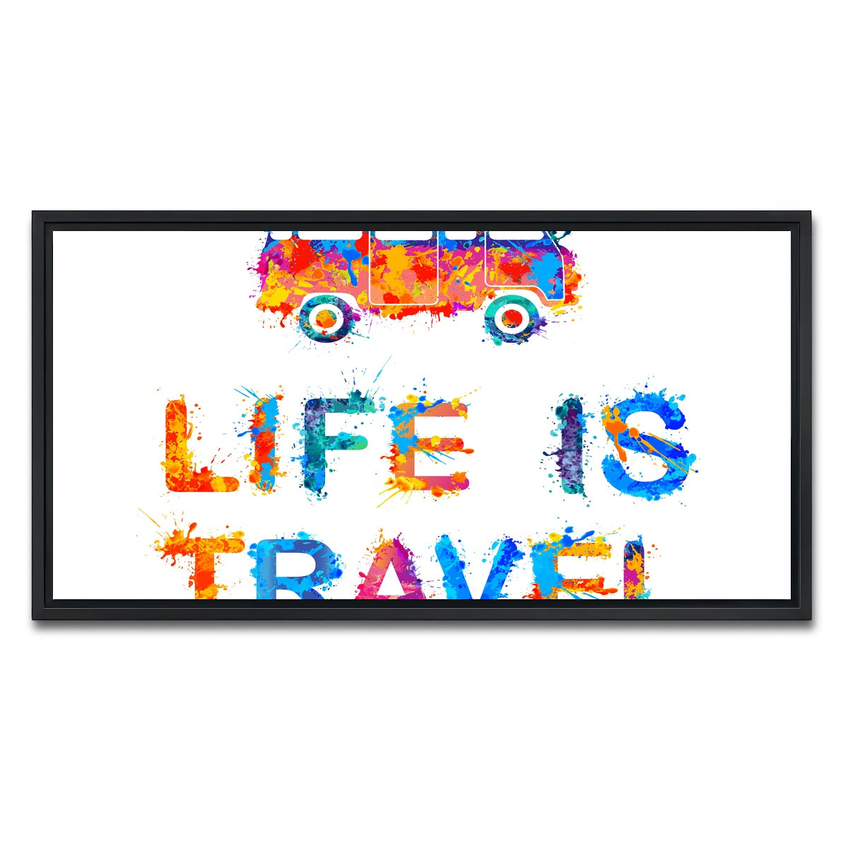 AUTO-MOCKUP WHITE | Life is Travel | 1 Piece | Black Framed Canvas | group=2x1