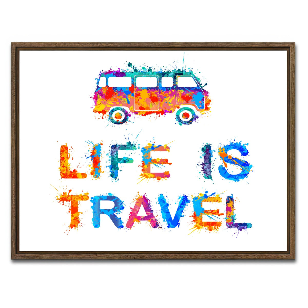 AUTO-MOCKUP WHITE | Life is Travel | 1 Piece | Walnut Framed Canvas | group=4x3