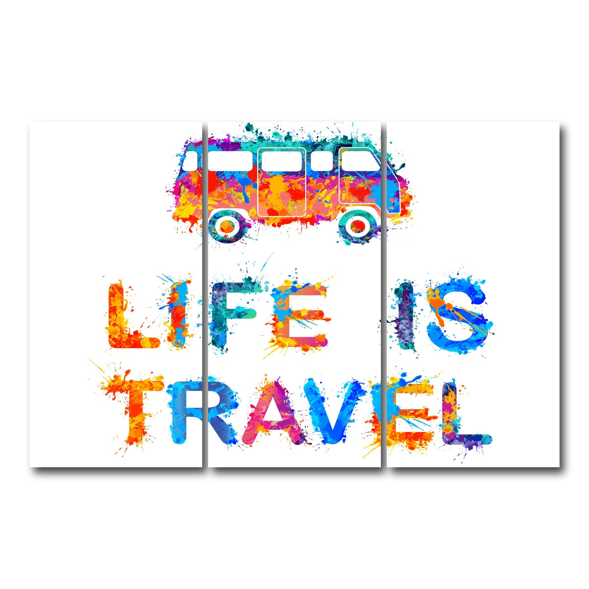 AUTO-MOCKUP WHITE | Life is Travel | 3 Piece | Gallery Wrap Canvas | group=12x24