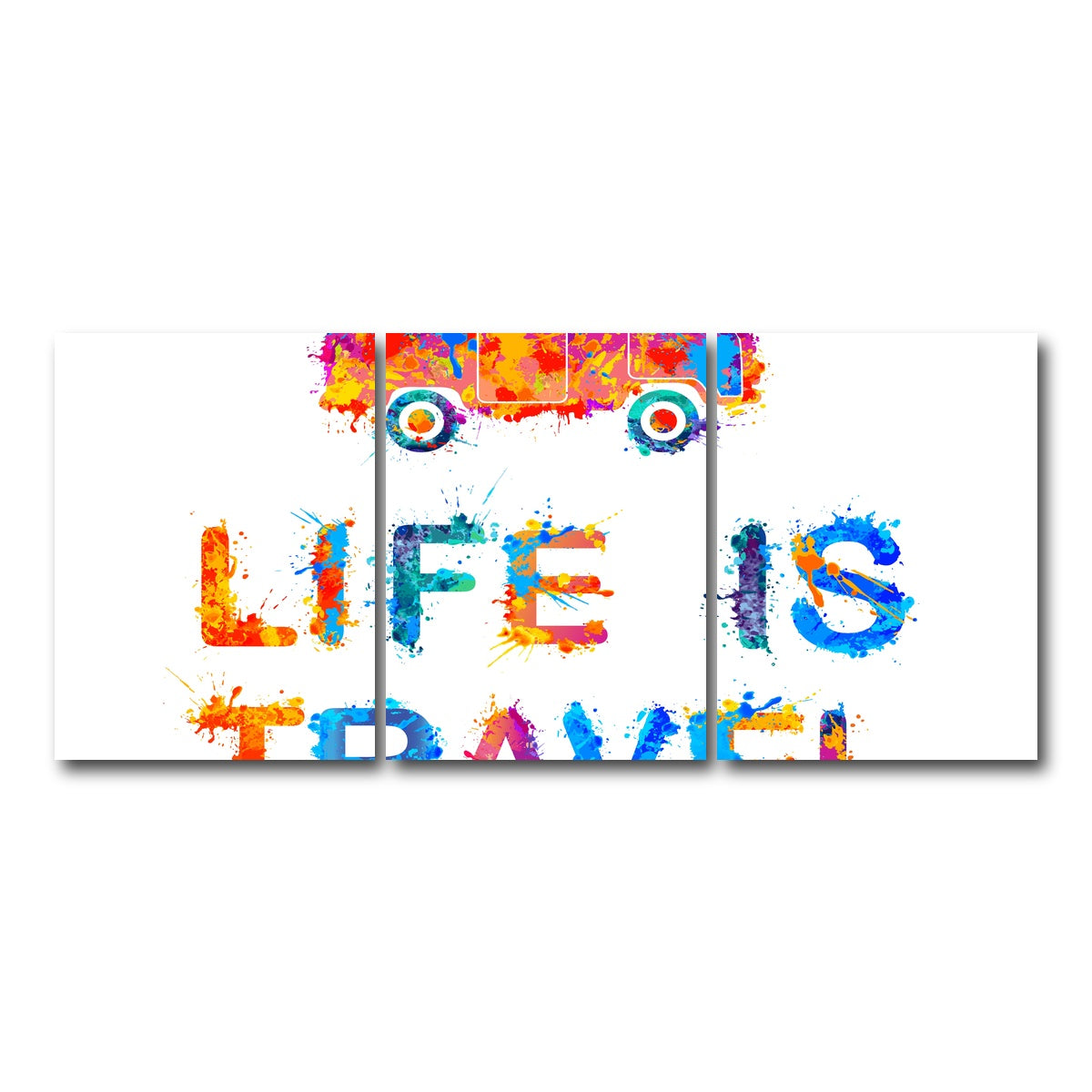 AUTO-MOCKUP WHITE | Life is Travel | 3 Piece | Gallery Wrap Canvas | group=18x24