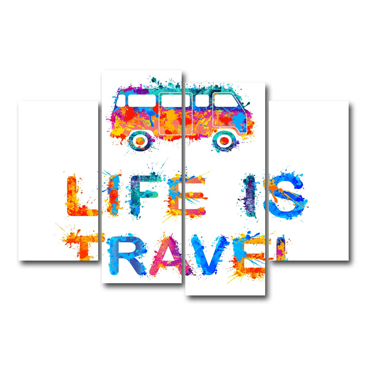 AUTO-MOCKUP WHITE | Life is Travel | 4 Piece | Gallery Wrap Canvas | group=4_short