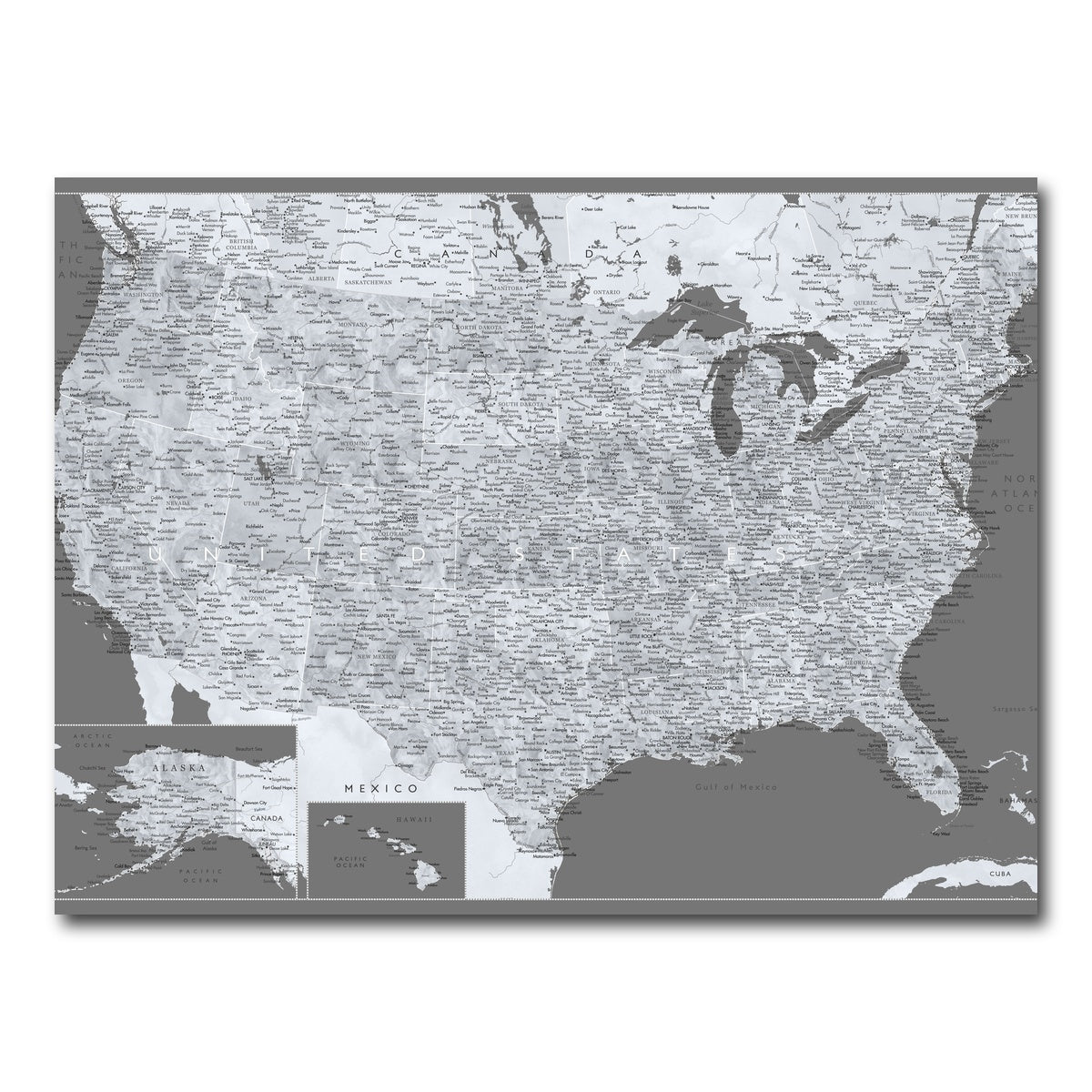 AUTO-MOCKUP WHITE | Light US Map | 1 Piece | Gallery Wrap Canvas | group=4x3