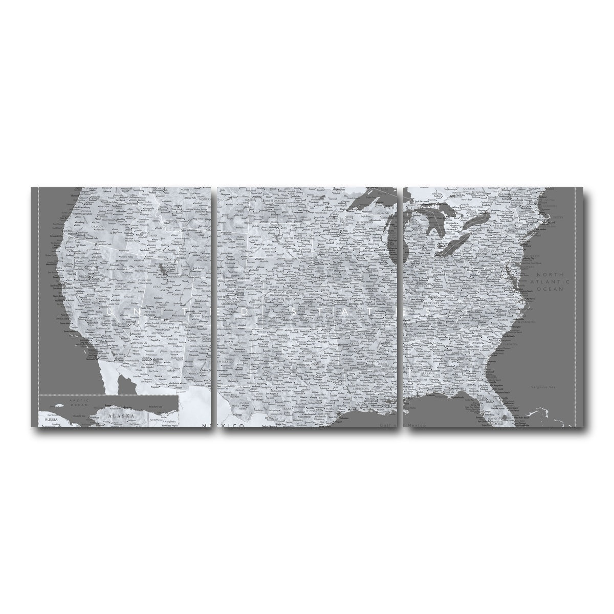 AUTO-MOCKUP WHITE | Light US Map | 3 Piece | Gallery Wrap Canvas | group=18x24