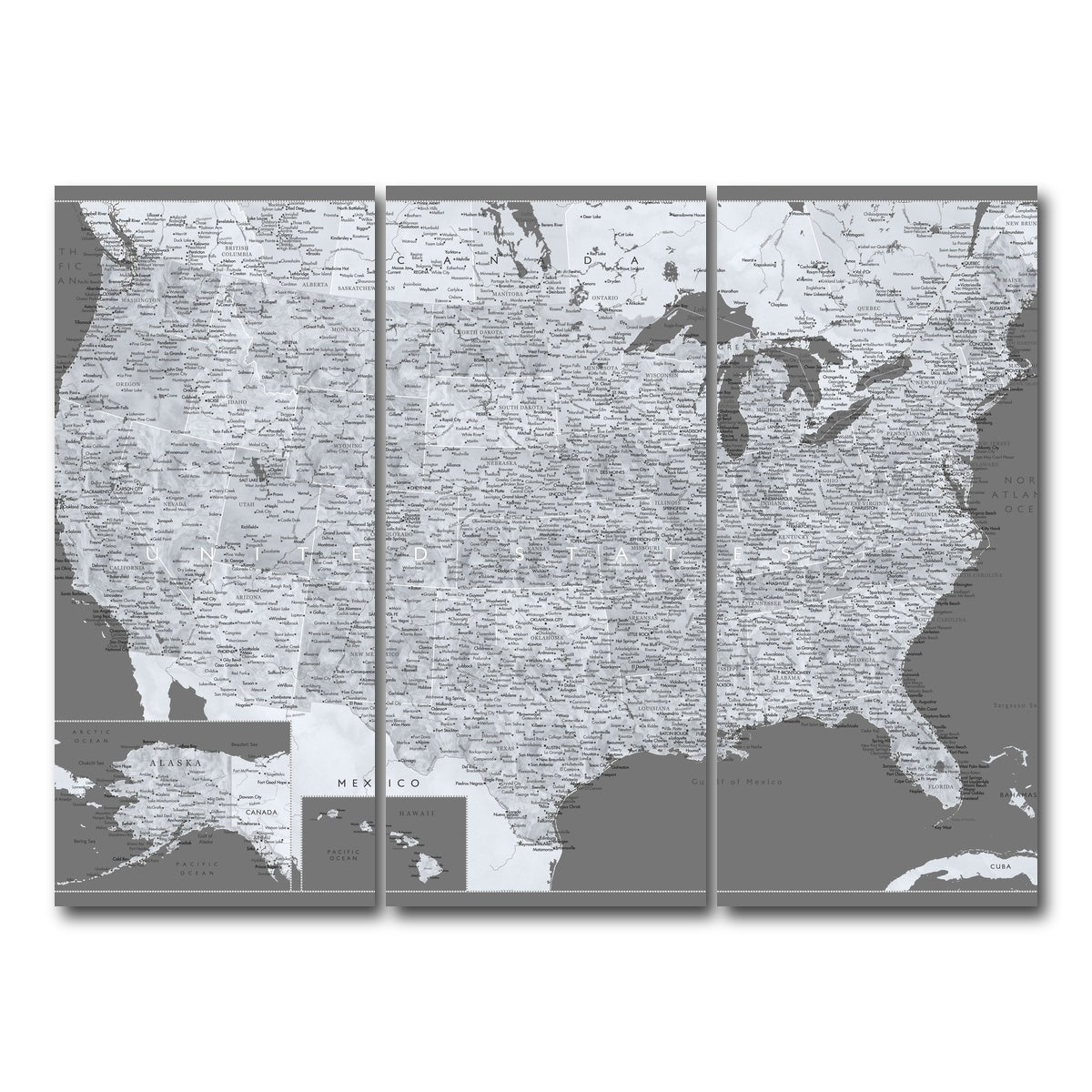 AUTO-MOCKUP WHITE | Light US Map | 3 Piece | Gallery Wrap Canvas | group=8x18