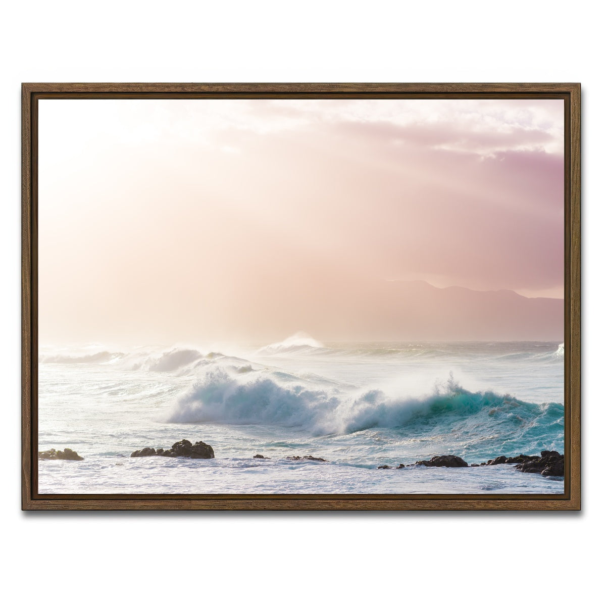 AUTO-MOCKUP WHITE | Light Waves | 1 Piece | Walnut Framed Canvas | group=4x3