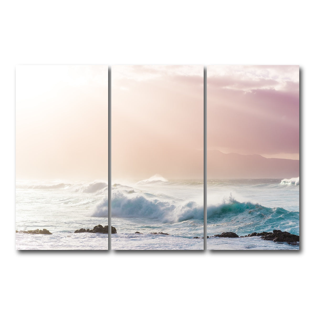 AUTO-MOCKUP WHITE | Light Waves | 3 Piece | Gallery Wrap Canvas | group=12x24