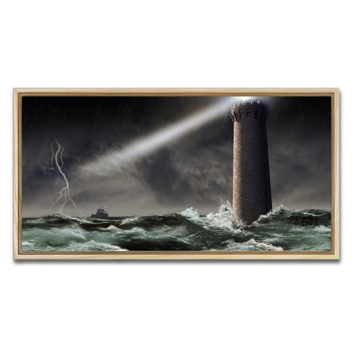 AUTO-MOCKUP WHITE | Lighthouse Lightning | 1 Piece | Natural Framed Canvas | group=2x1