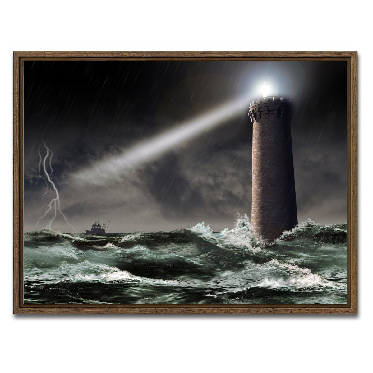 AUTO-MOCKUP WHITE | Lighthouse Lightning | 1 Piece | Walnut Framed Canvas | group=4x3