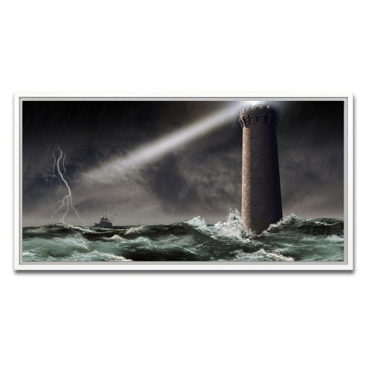 AUTO-MOCKUP WHITE | Lighthouse Lightning | 1 Piece | White Framed Canvas | group=2x1