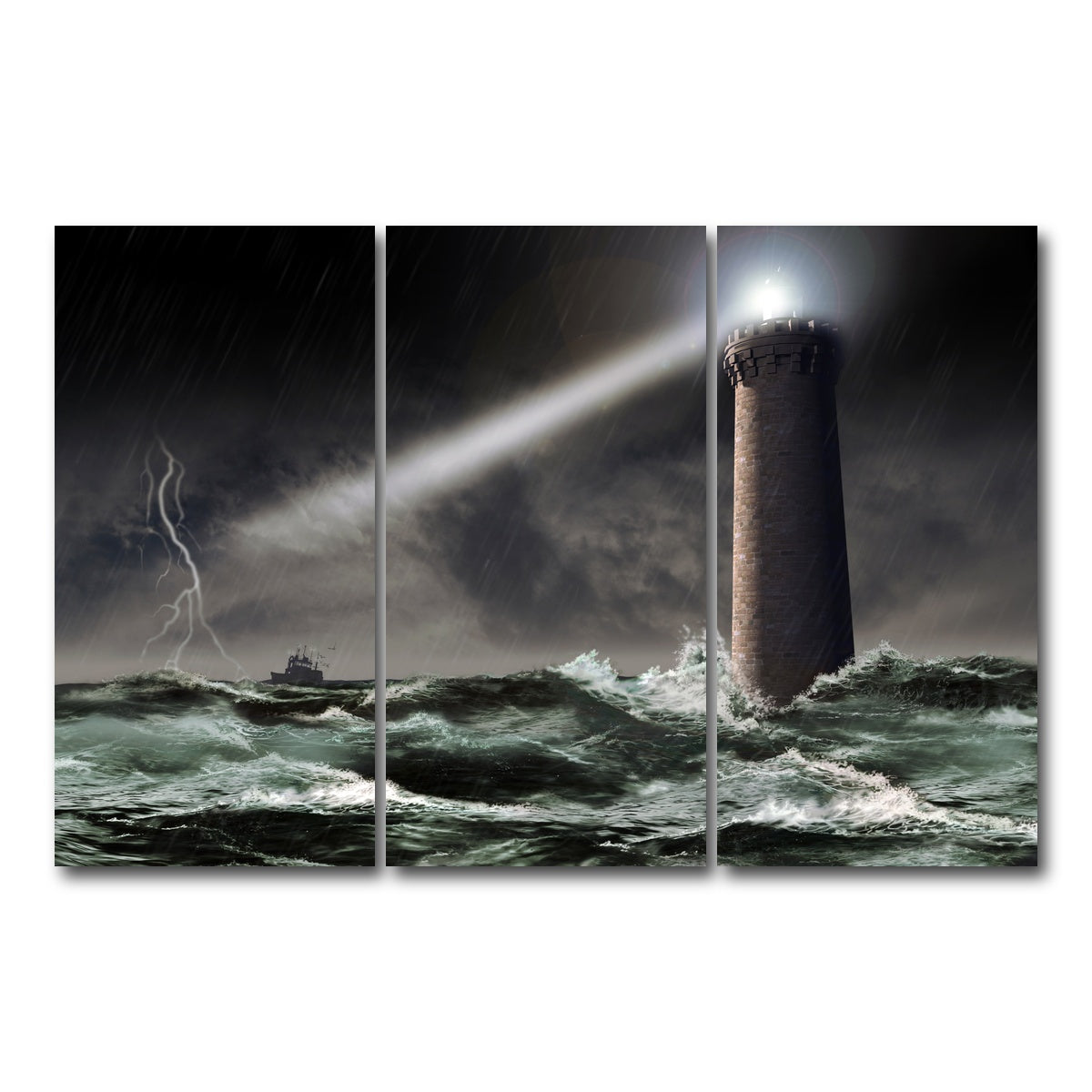 AUTO-MOCKUP WHITE | Lighthouse Lightning | 3 Piece | Gallery Wrap Canvas | group=12x24