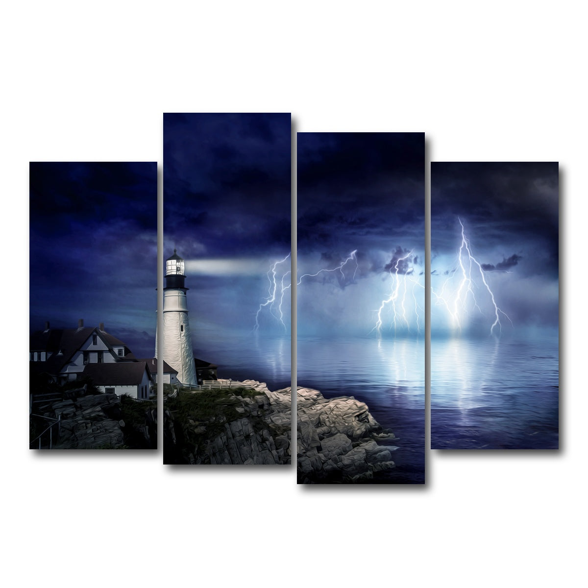 AUTO-MOCKUP WHITE | Lighthouse Storm | 4 Piece | Gallery Wrap Canvas | group=4_normal