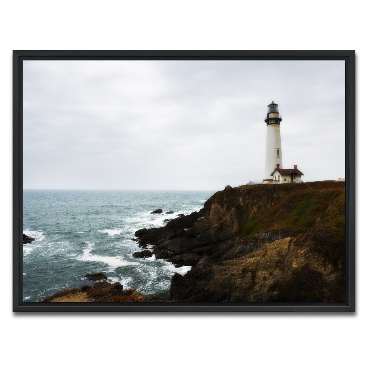 AUTO-MOCKUP WHITE | Lighthouse along highway | 1 Piece | Black Framed Canvas | group=4x3