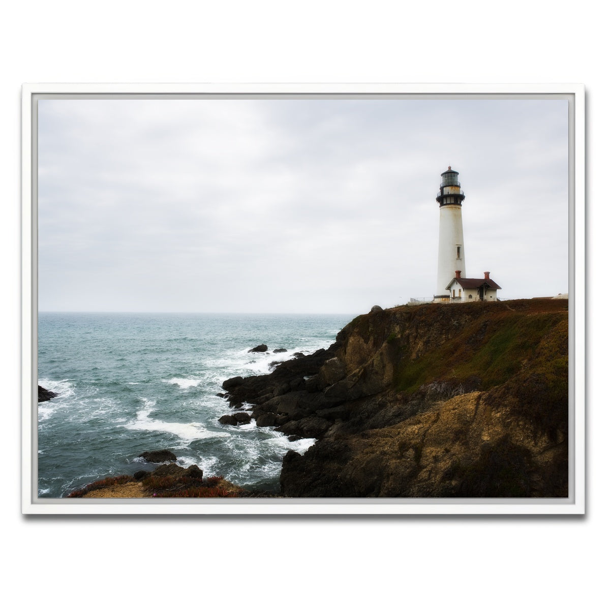 AUTO-MOCKUP WHITE | Lighthouse along highway | 1 Piece | White Framed Canvas | group=4x3