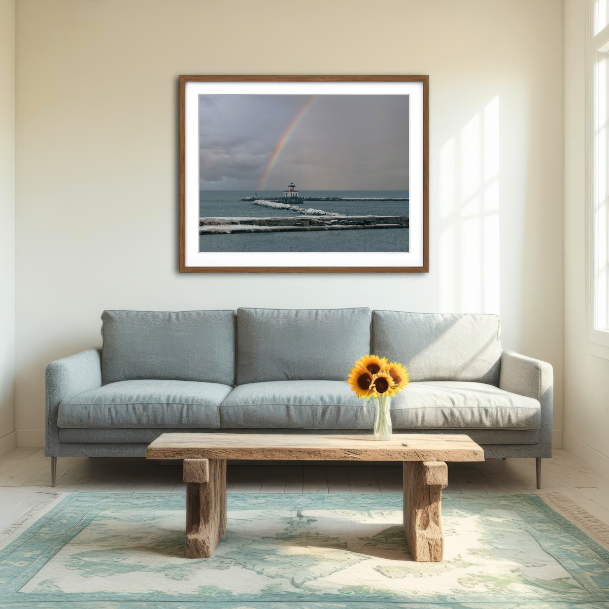 AUTO-MOCKUP ROOM | Lighthouse and Rainbow Wall Art